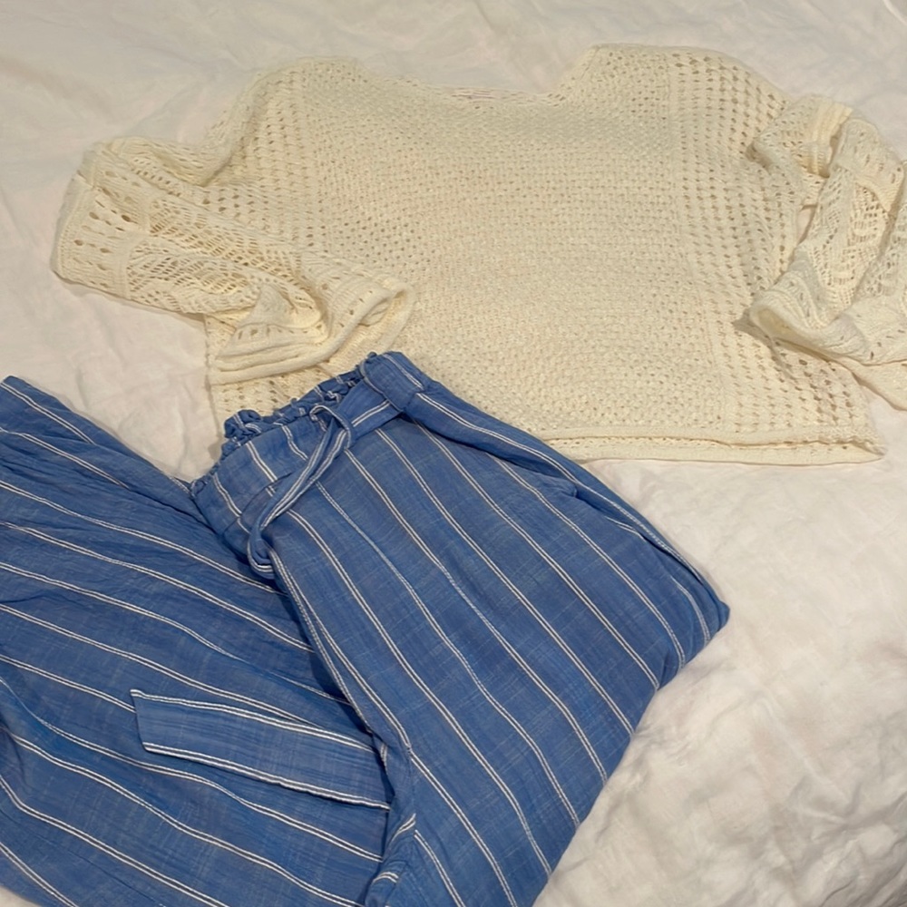 2 pc set Lauren Conrad Capri pant and sheer sweater set